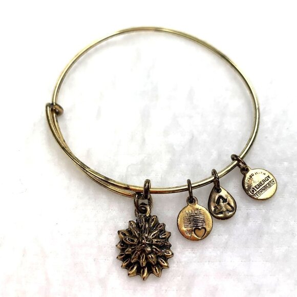 Alex and Ani Lotus Flower Charm Bracelet - Gold, Expands 2"- 3.5" - Picture 1 of 2